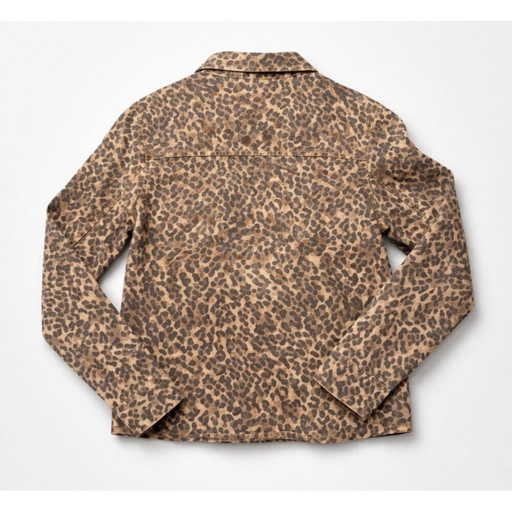 Express Lightweight Leopard Print Classic Denim Jacket Women's Medium Multicolor - Picture 8 of 8